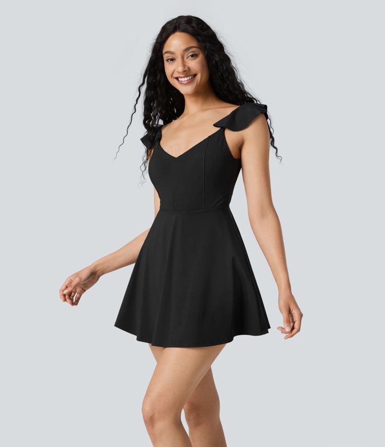 Wycięcie 2-w-1 Kieszonkowe Flare Mini Sukienka Aktywna - Edycja Easy Peezy