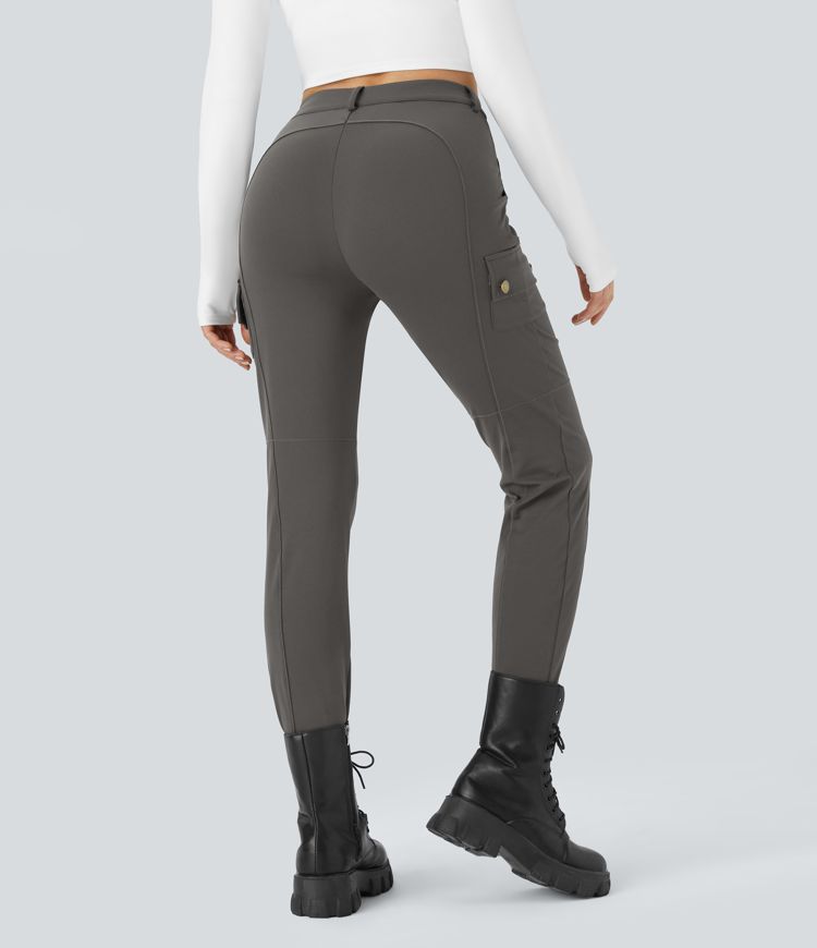 DayStretch High Waisted Zipper Pockets Solid Skinny Cargo Pants