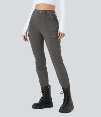 DayStretch High Waisted Zipper Pockets Solid Skinny Cargo Pants