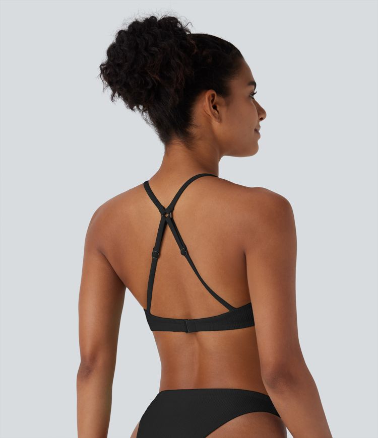 Traje baño bikini tirante ajustable sin espalda