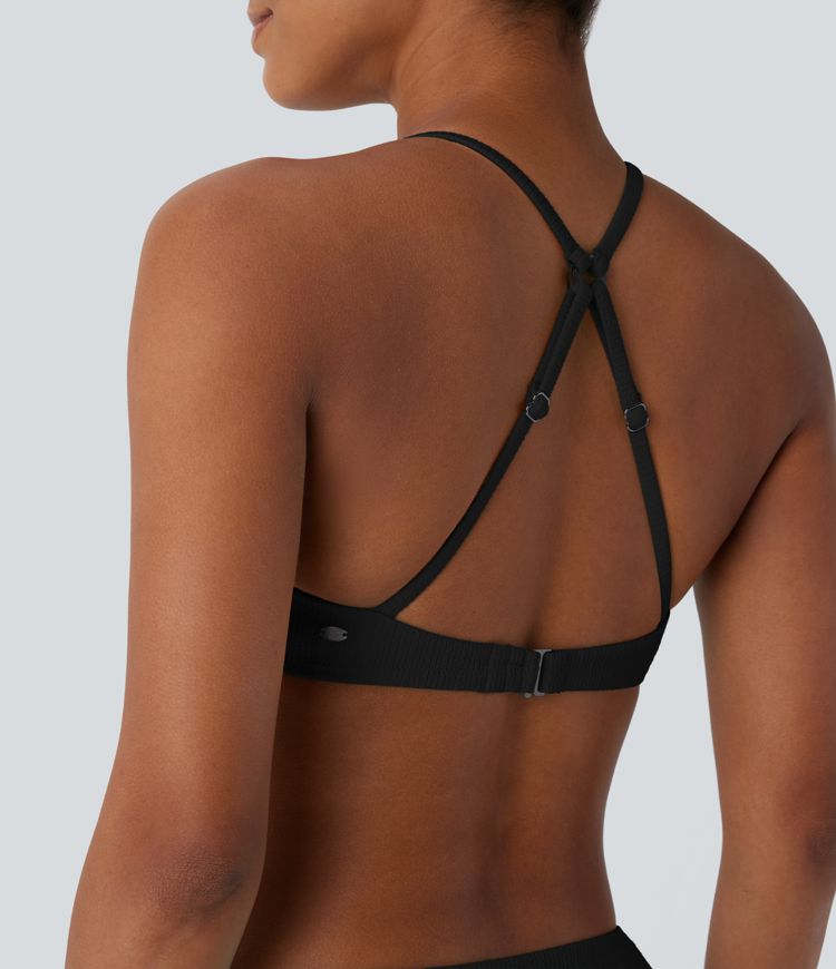 Traje baño bikini tirante ajustable sin espalda