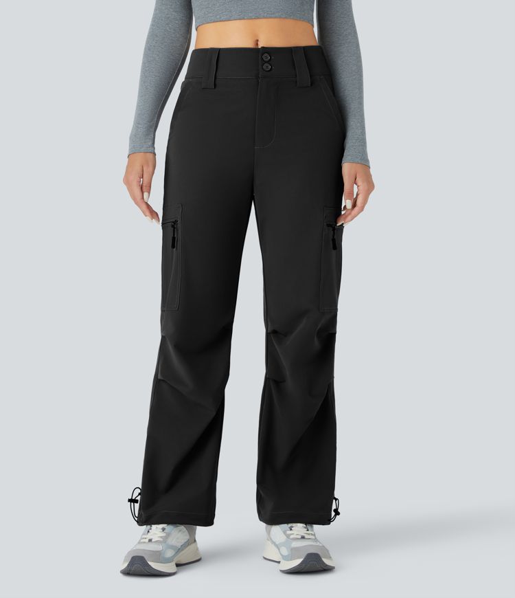 Mid Rise Zipper Pockets Casual Cargo Joggers
