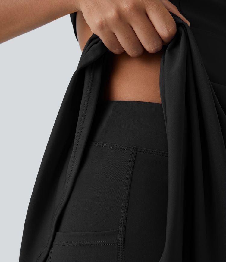 Robe Danse Sport à Bretelles Croisées et Dos Nu avec Évasé Deux Pièces et Poche