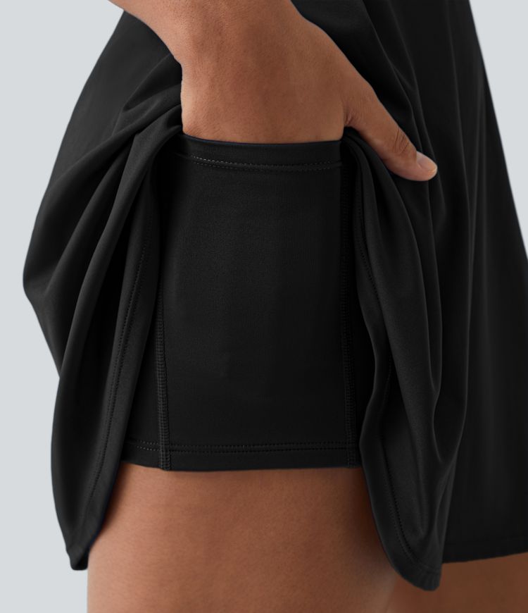 Robe Danse Sport à Bretelles Croisées et Dos Nu avec Évasé Deux Pièces et Poche