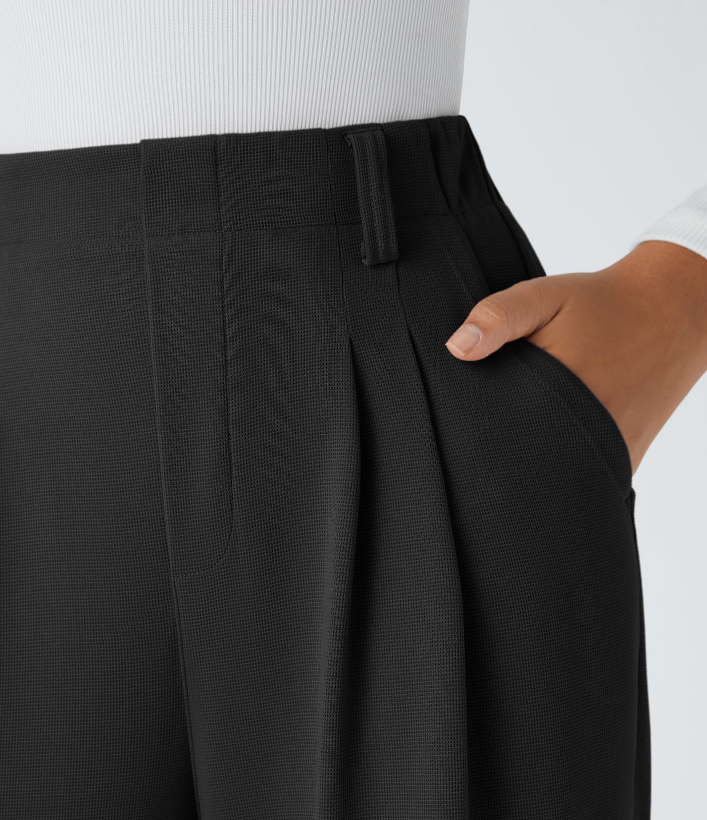 Halara Flex™ High Waisted Side Pocket Wide Leg Waffle Work Trousers