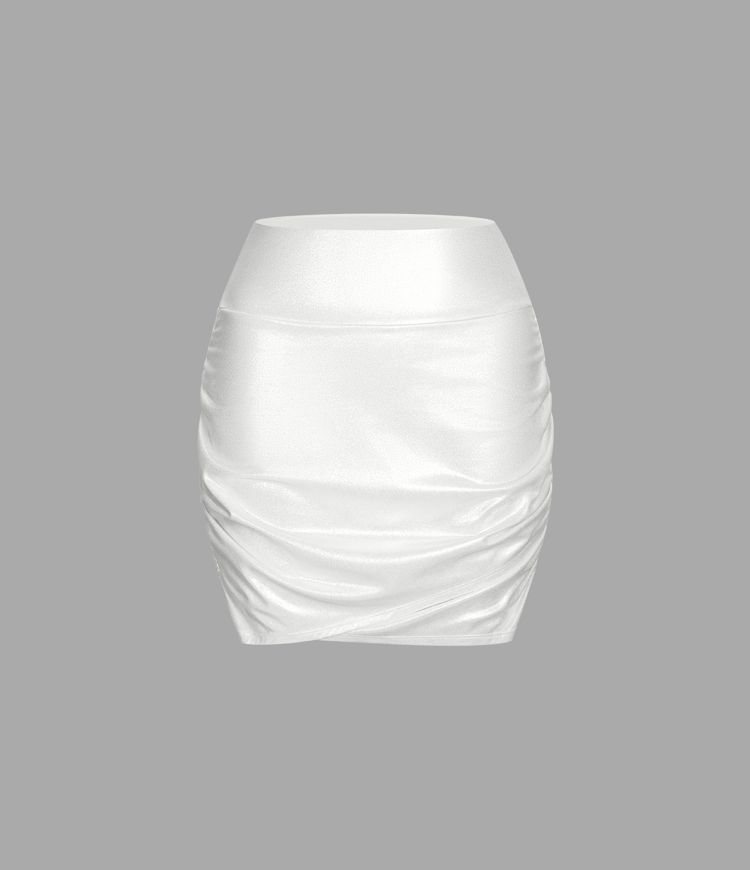 Softlyzero™ Faux Leather High Waist Bodycon Foil Print Stretch 2-in-1 Ruched Casual Skirt