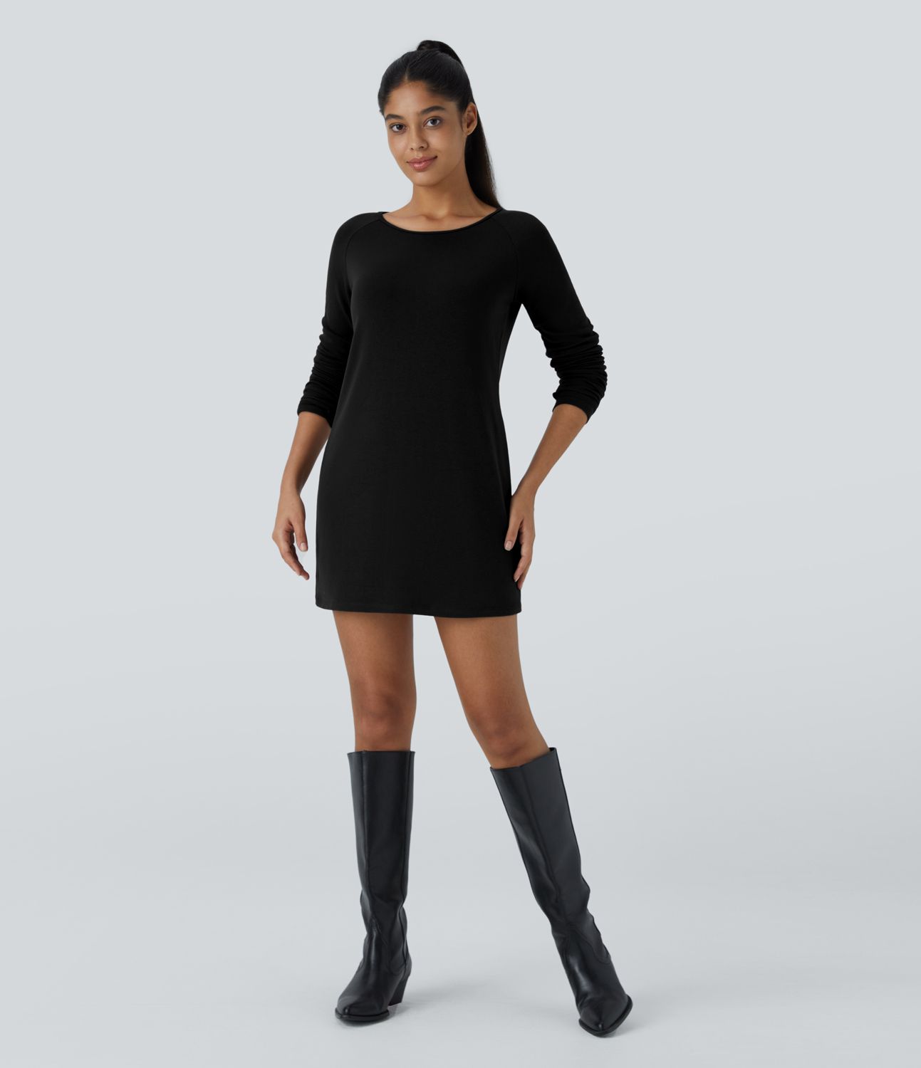Thermo-Mini-Freizeitkleid mit Daumenloch und langen Raglanärmeln
