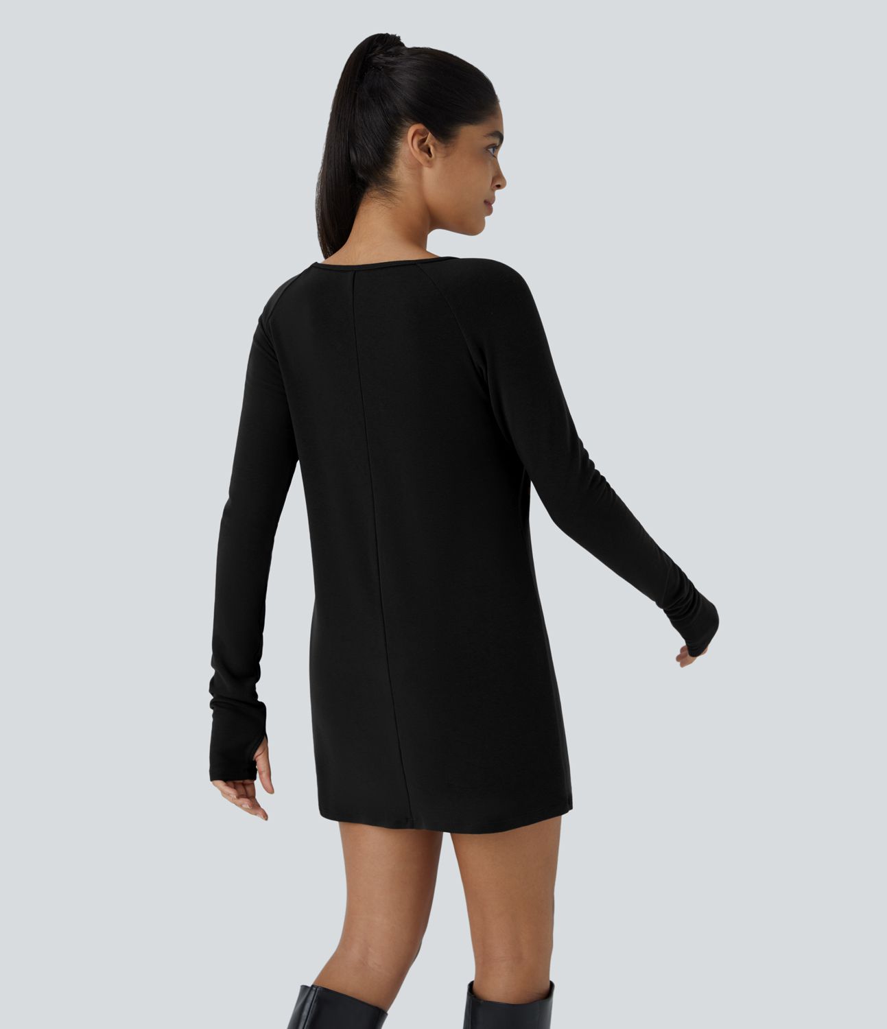 Thermo-Mini-Freizeitkleid mit Daumenloch und langen Raglanärmeln