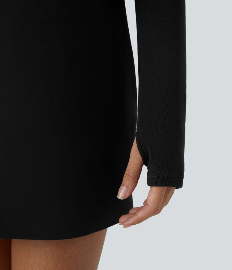 Thermo-Mini-Freizeitkleid mit Daumenloch und langen Raglanärmeln