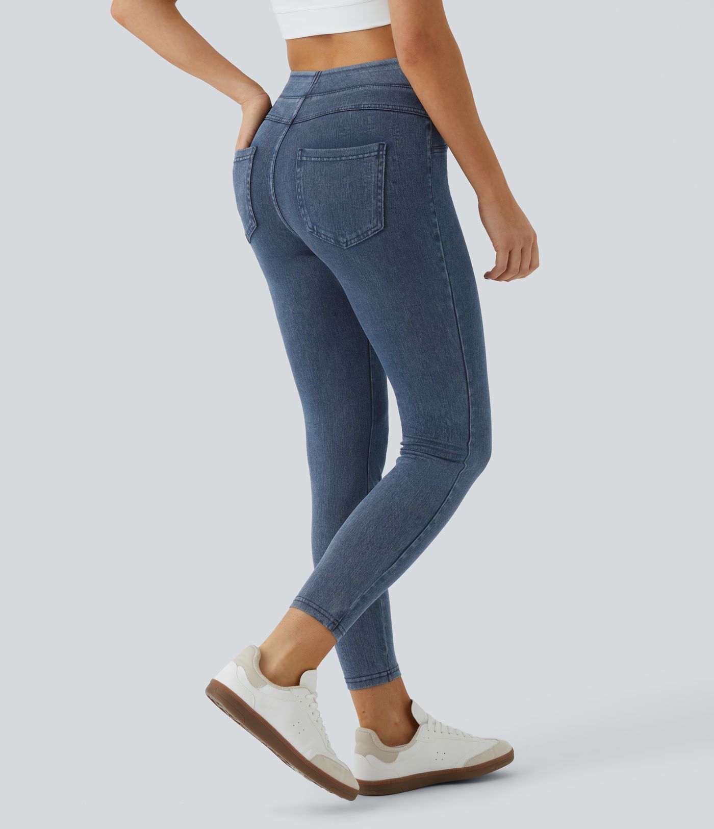 Halara Flex™ High Waisted Denim Tights Scrunch Casual Leggings with Pockets