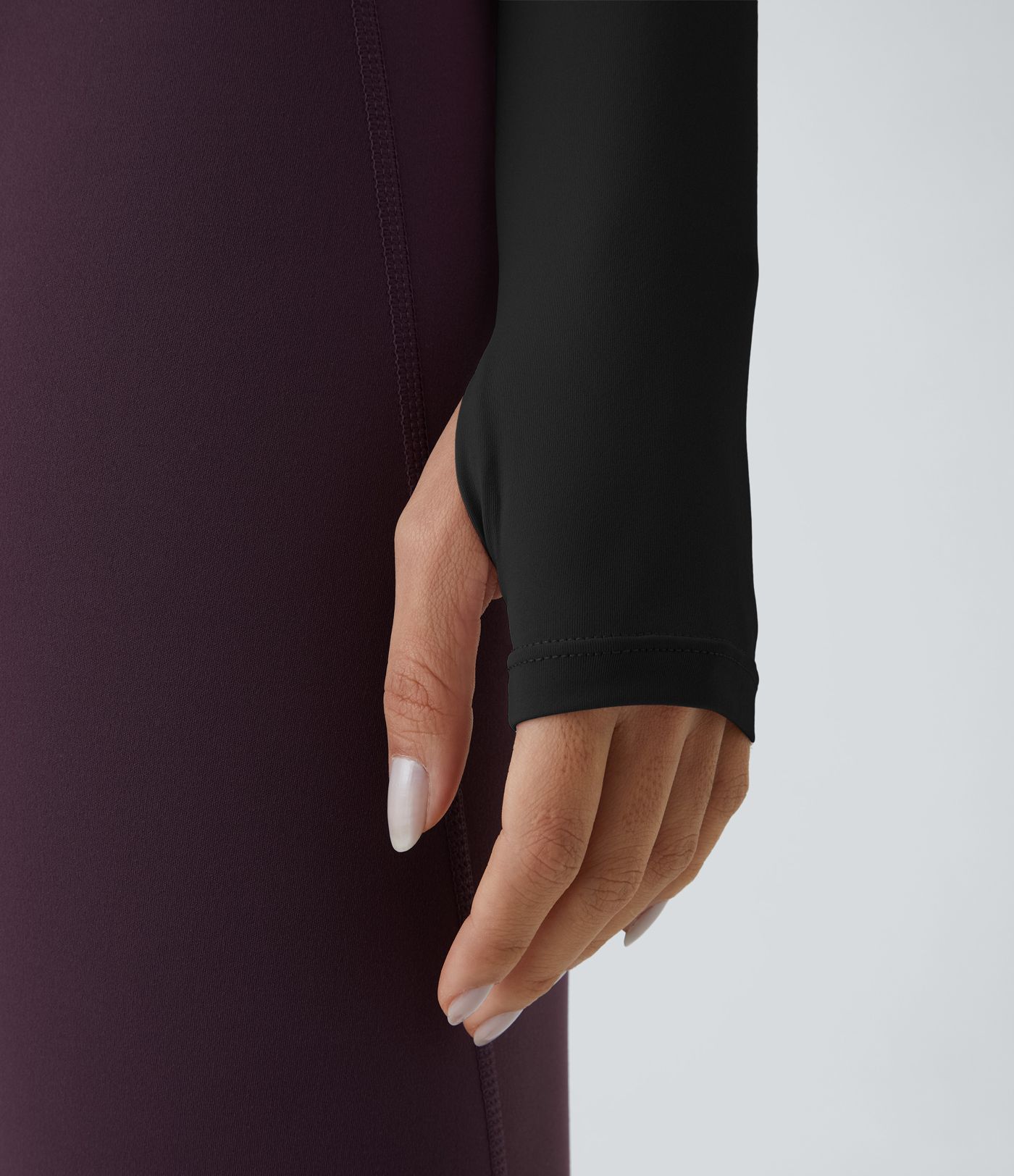 Solid Thumb Hole Cropped Yoga Sports Top