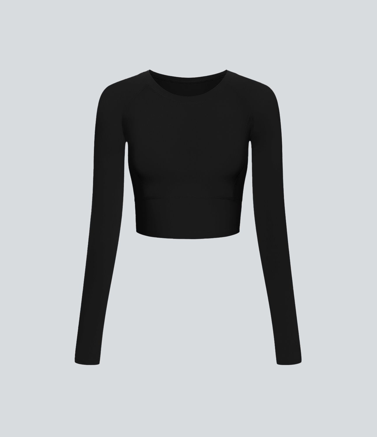 Solid Thumb Hole Cropped Yoga Sports Top