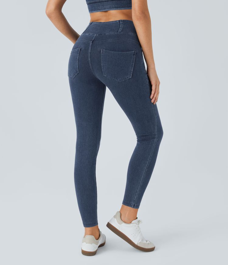 Halara Flex™ High Waisted Crossover Pockets Denim Work Leggings