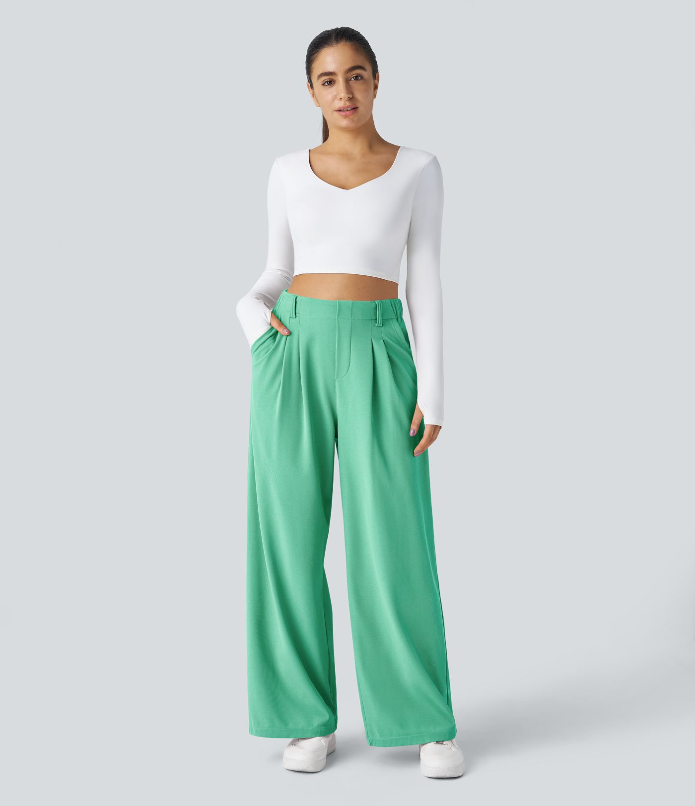 Halara Flex™ High Waisted Pocket Wide Leg Waffle Work Pants