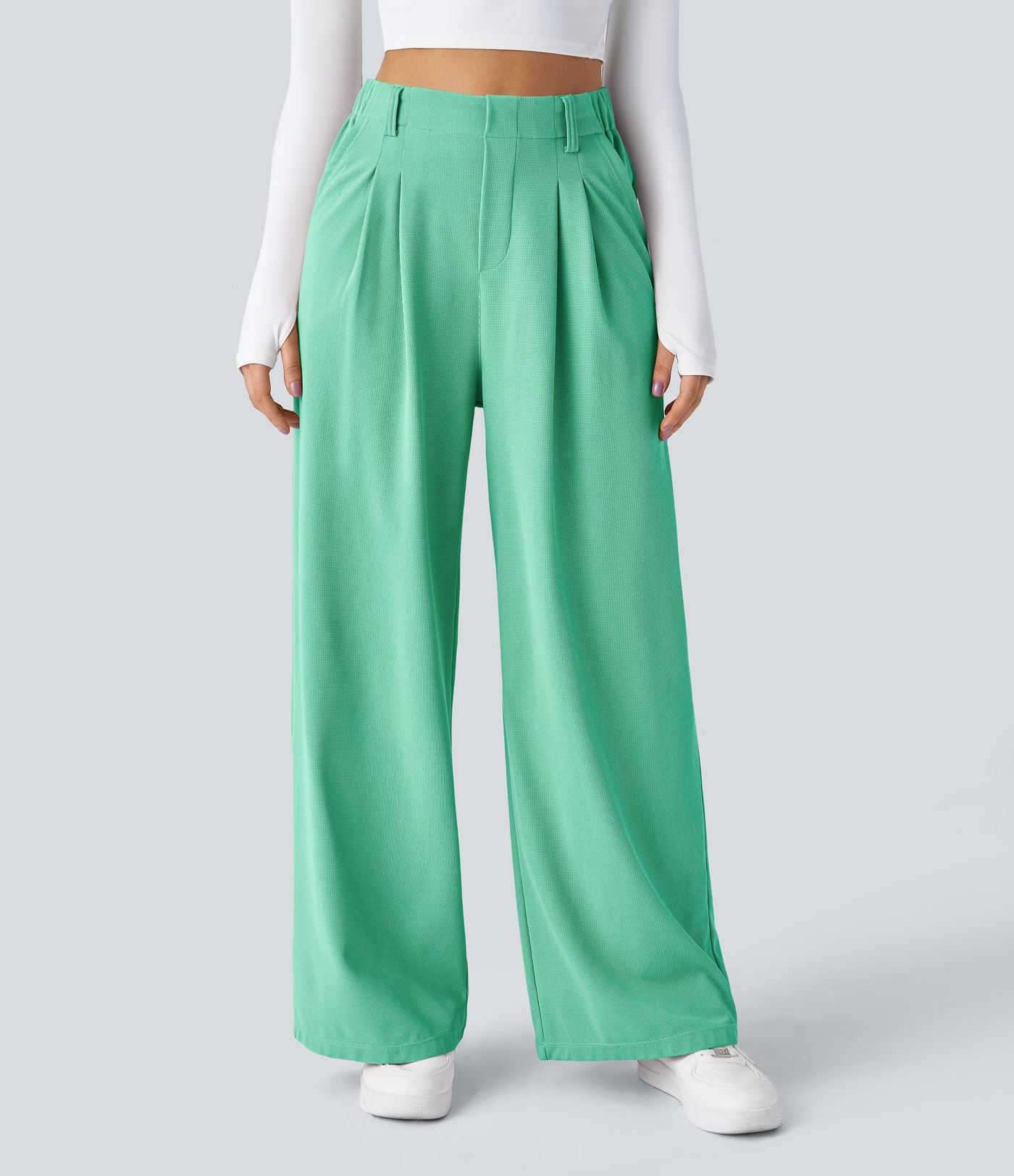Halara Flex™ High Waisted Pocket Wide Leg Waffle Work Pants