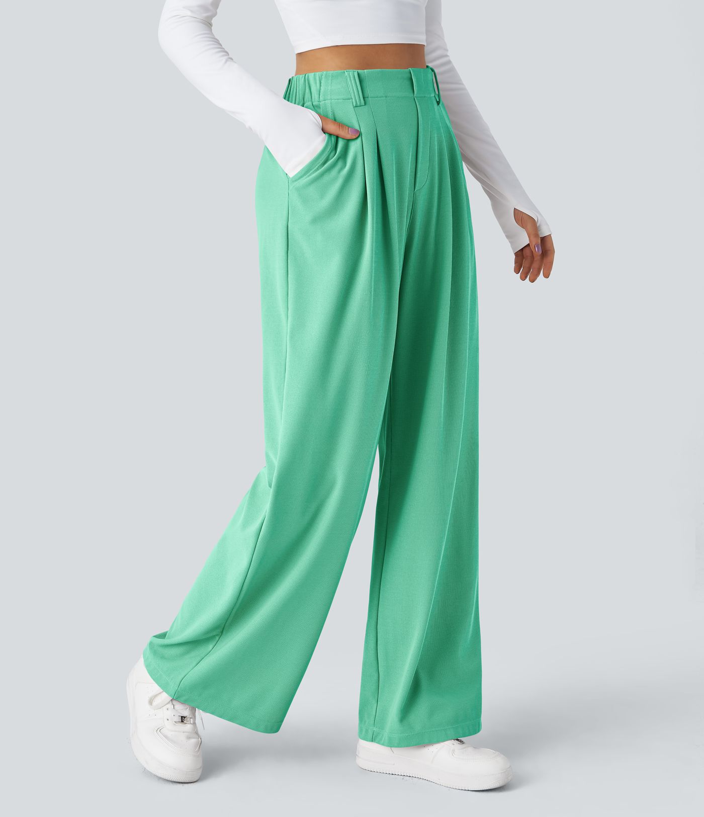 Halara Flex™ High Waisted Pocket Wide Leg Waffle Work Pants