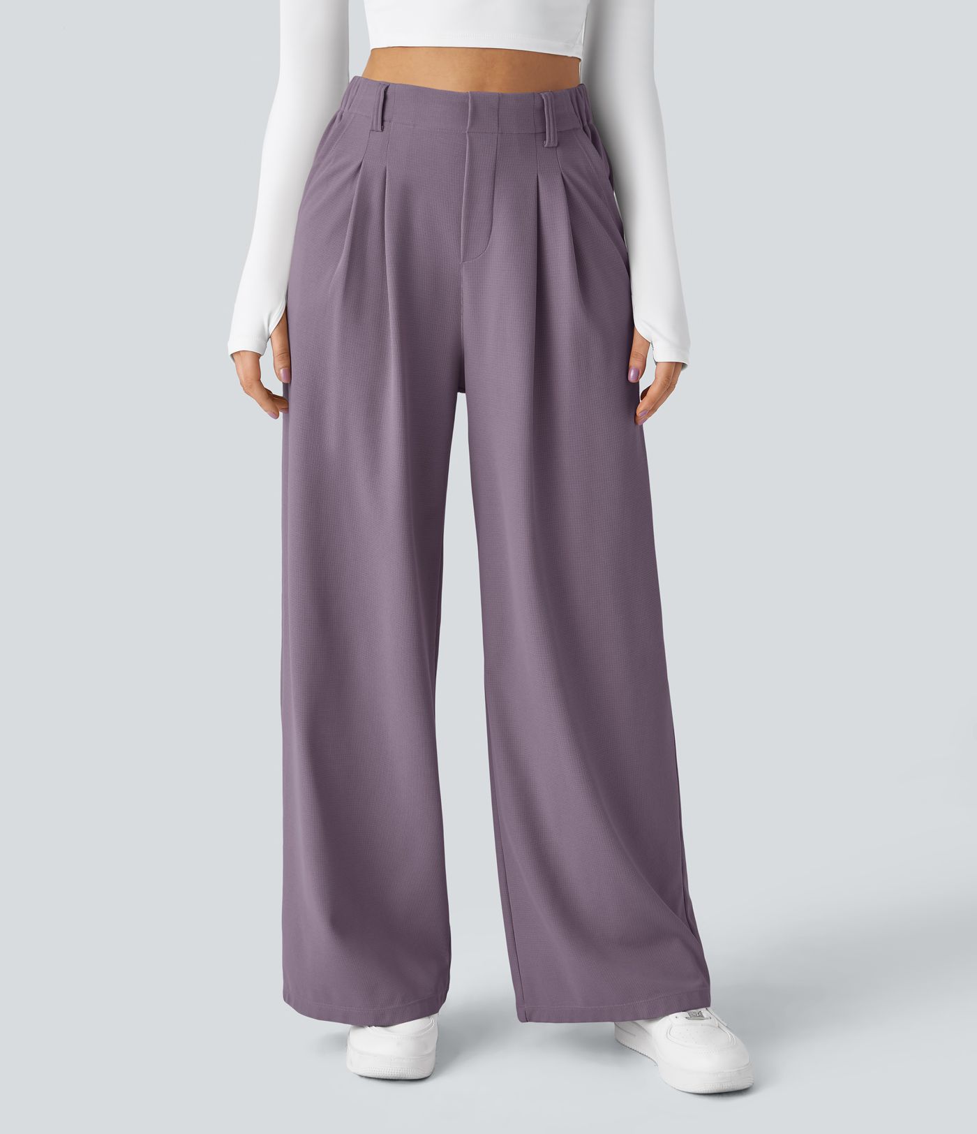 Halara Flex™ High Waisted Pocket Wide Leg Waffle Work Trousers