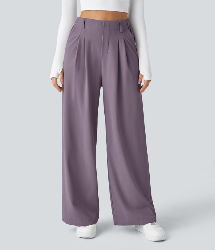 Halara Flex™ High Waisted Pocket Wide Leg Waffle Work Trousers