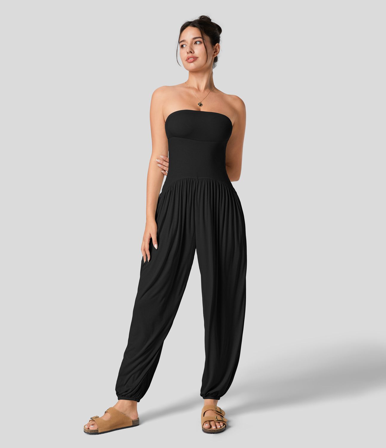 Ribbed Tube Pocket Casual Jumpsuit