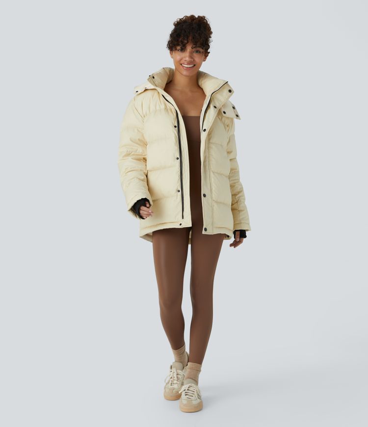 Doudoune décontractée déperlante avec capuche amovible et poches multiples