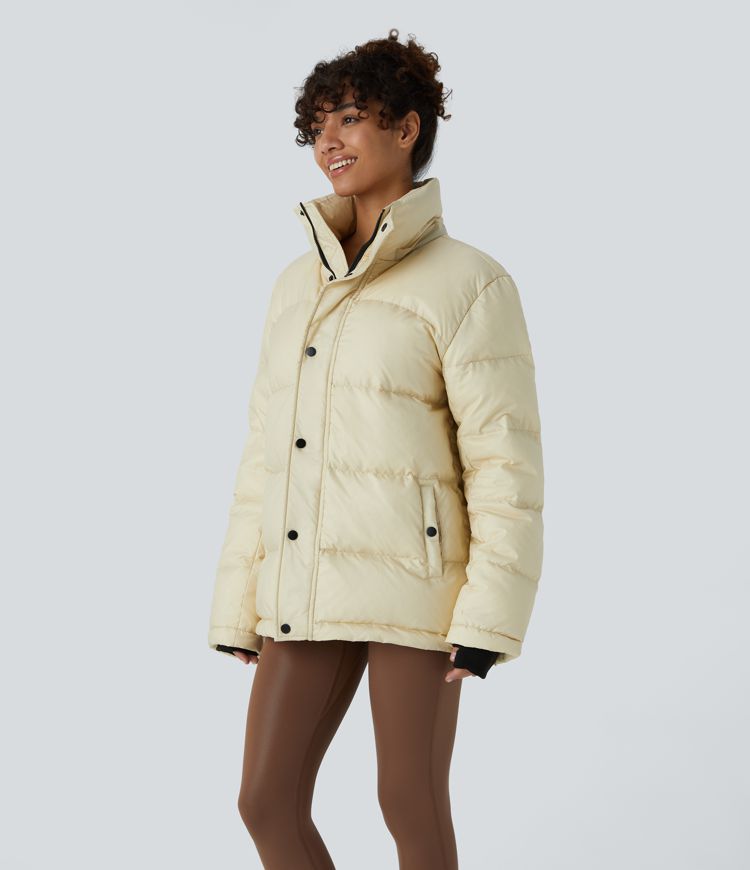 Doudoune décontractée déperlante avec capuche amovible et poches multiples