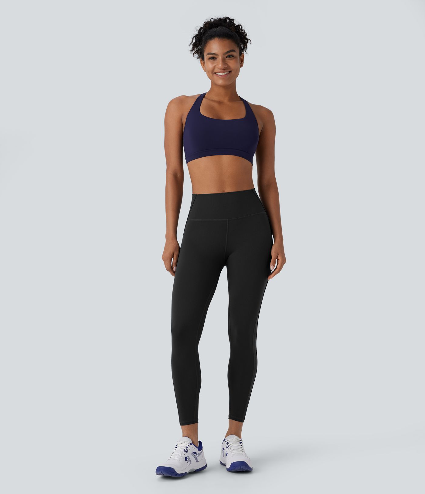 High Waisted Pocket Contrast Mesh Pickleball Leggings
