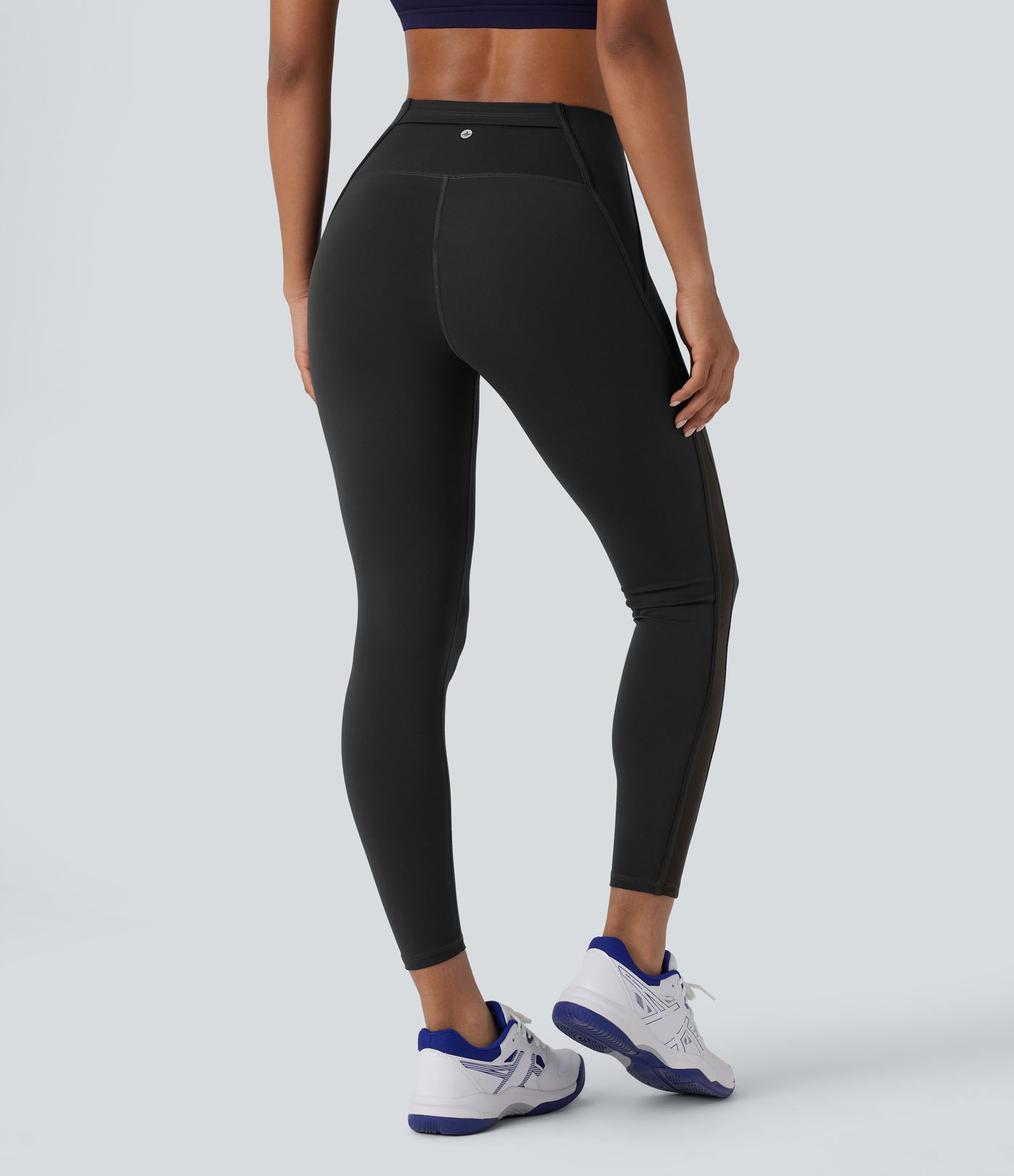 High Waisted Pocket Contrast Mesh Pickleball Leggings