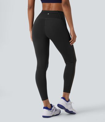 High Waisted Pocket Contrast Mesh Pickleball Leggings