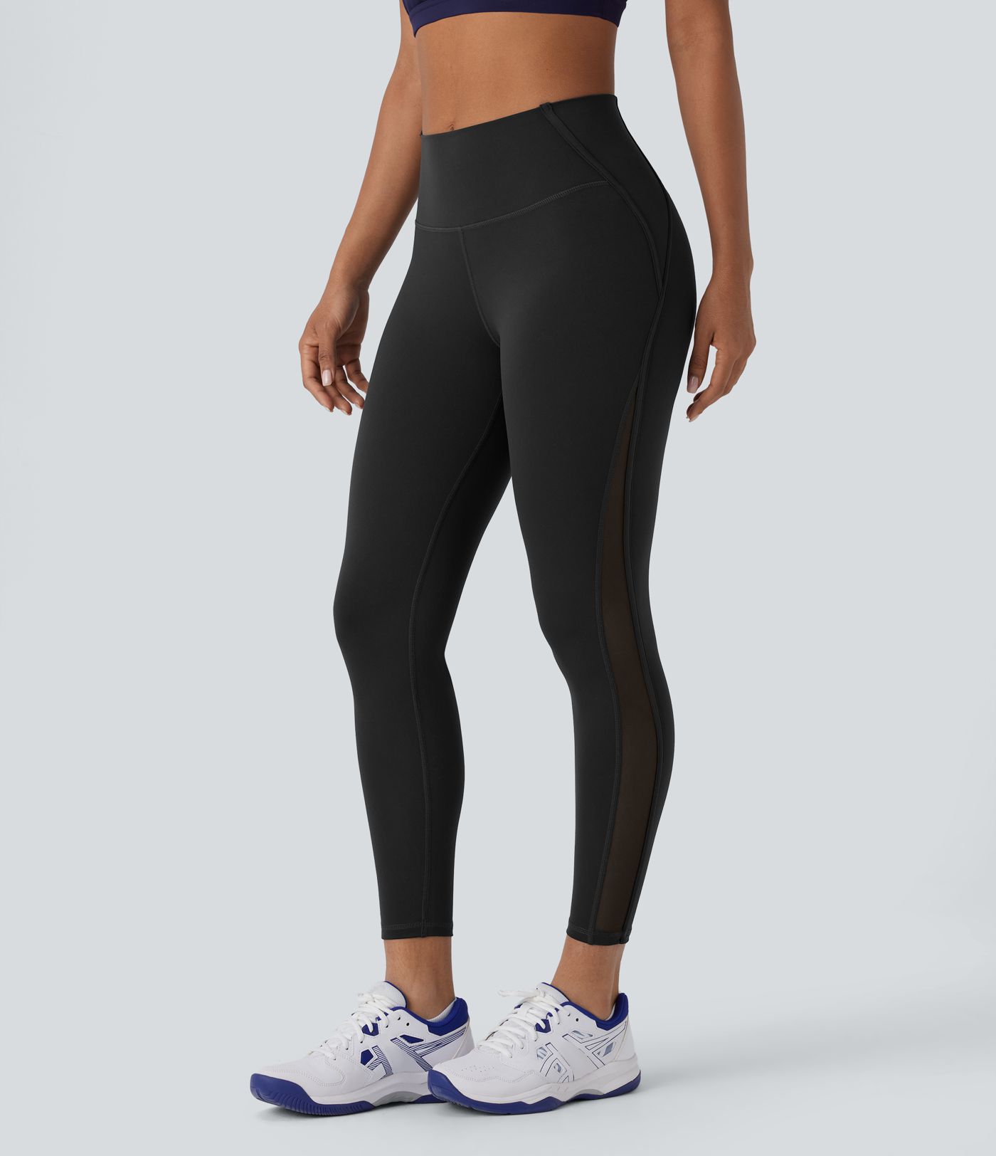 High Waisted Pocket Contrast Mesh Pickleball Leggings