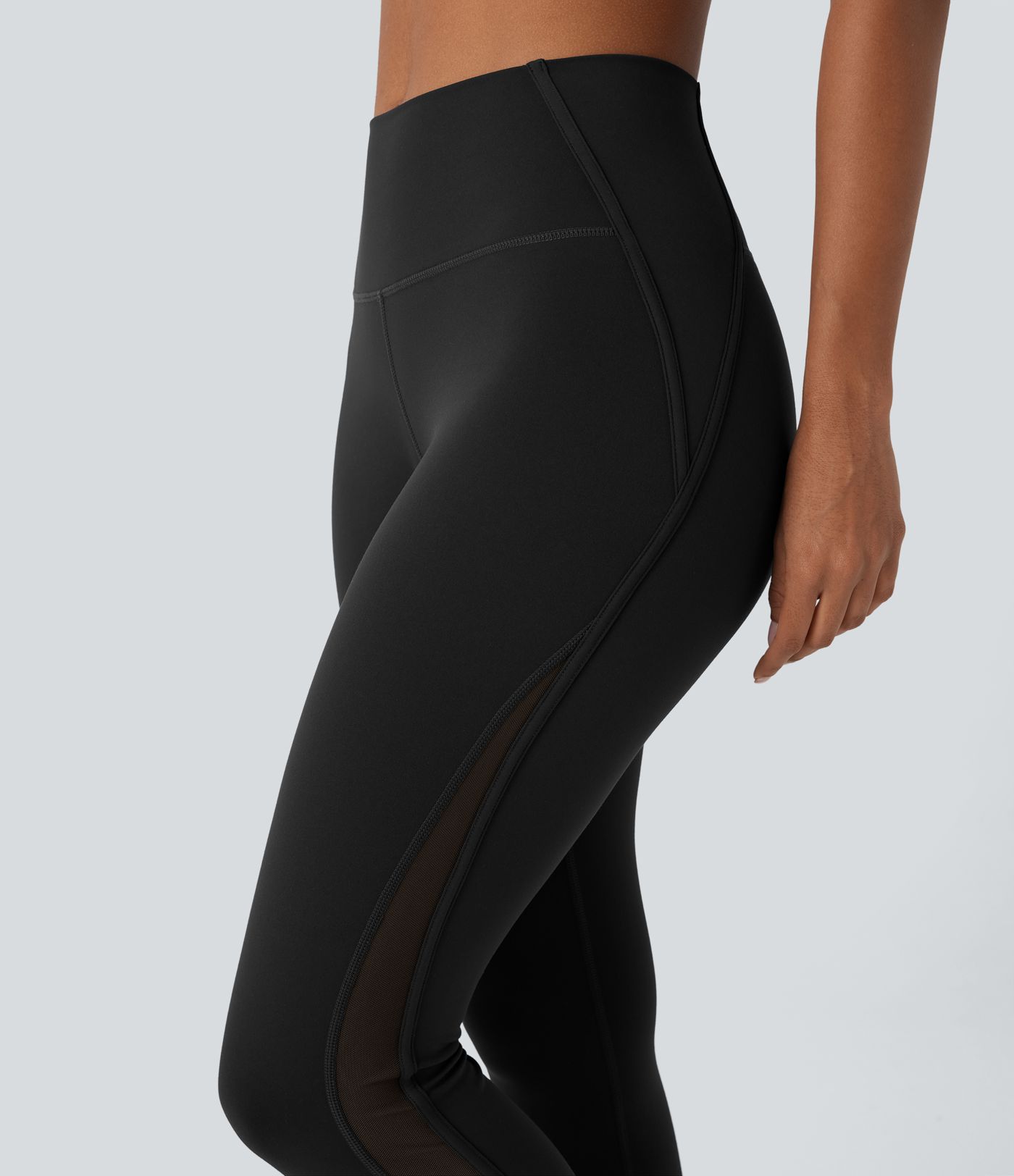 High Waisted Pocket Contrast Mesh Pickleball Leggings