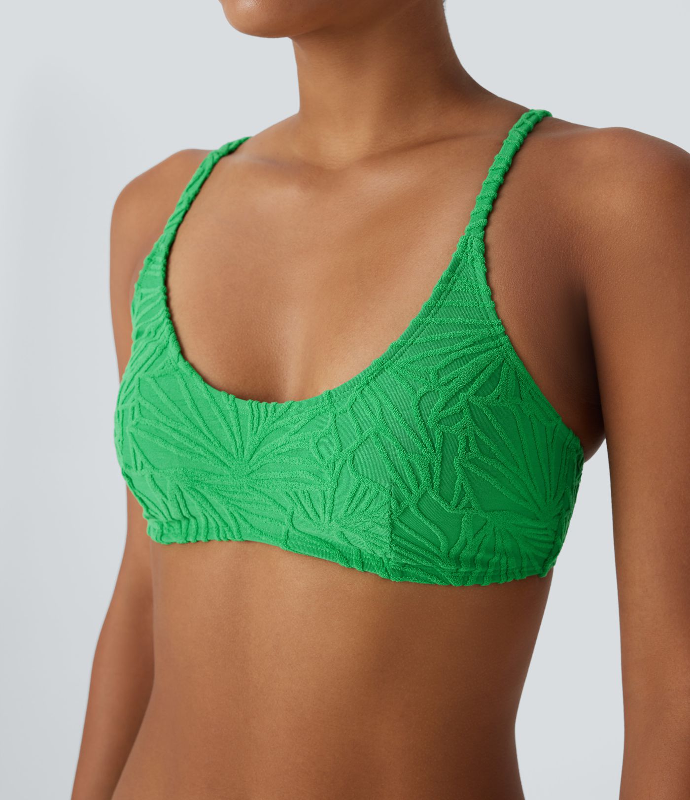 Bikinioberteil mit verstellbaren Trägern und strukturiertem Jacquardmuster