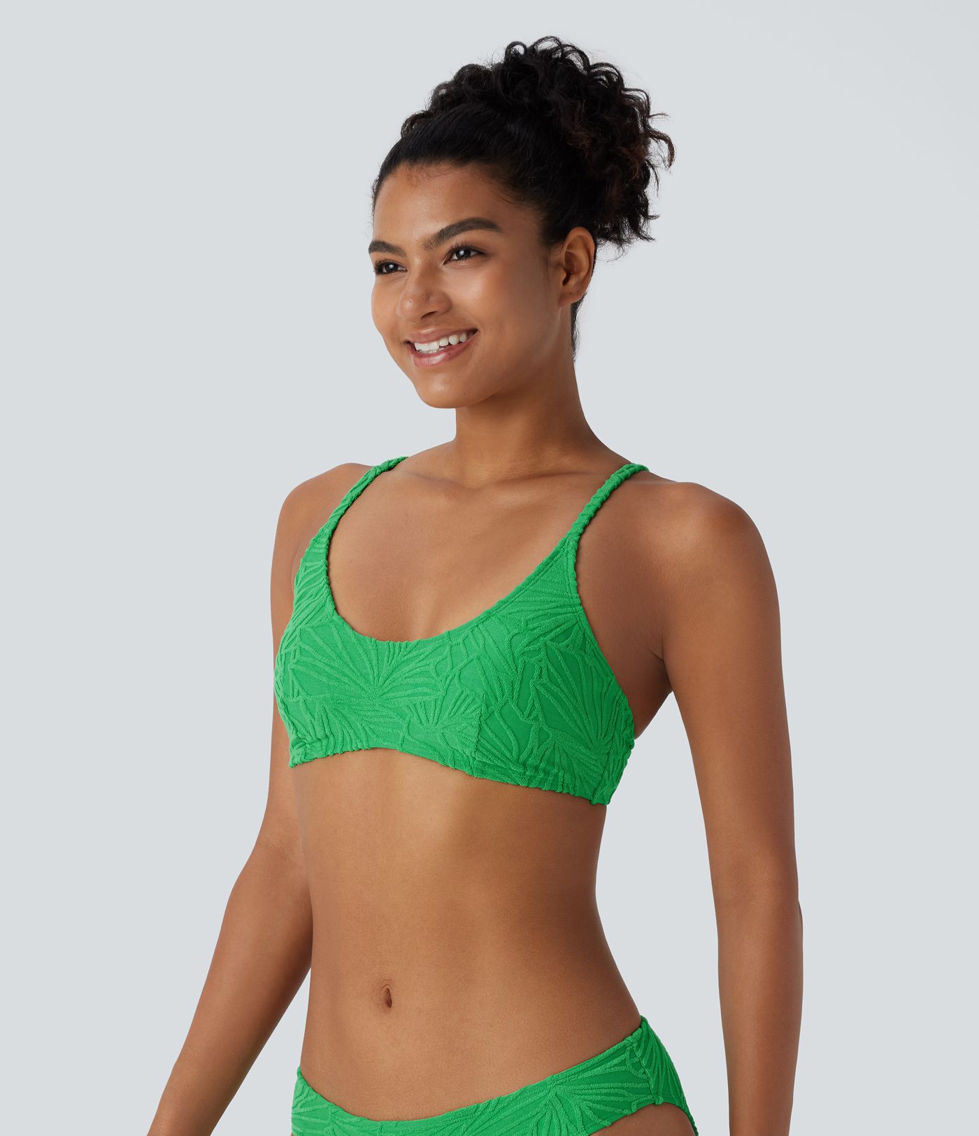 Bikinioberteil mit verstellbaren Trägern und strukturiertem Jacquardmuster