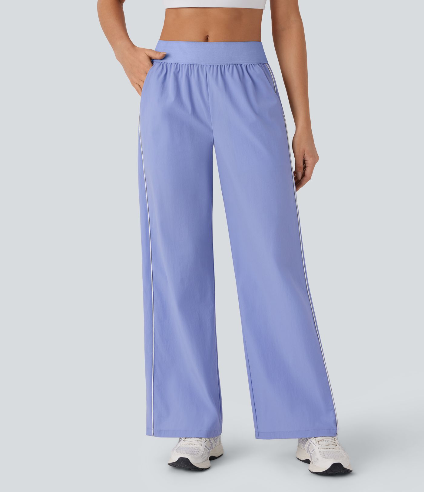 Water Repellent Wear-Resistant Reflective Mid Rise Side Pocket Straight Leg Yoga Trousers