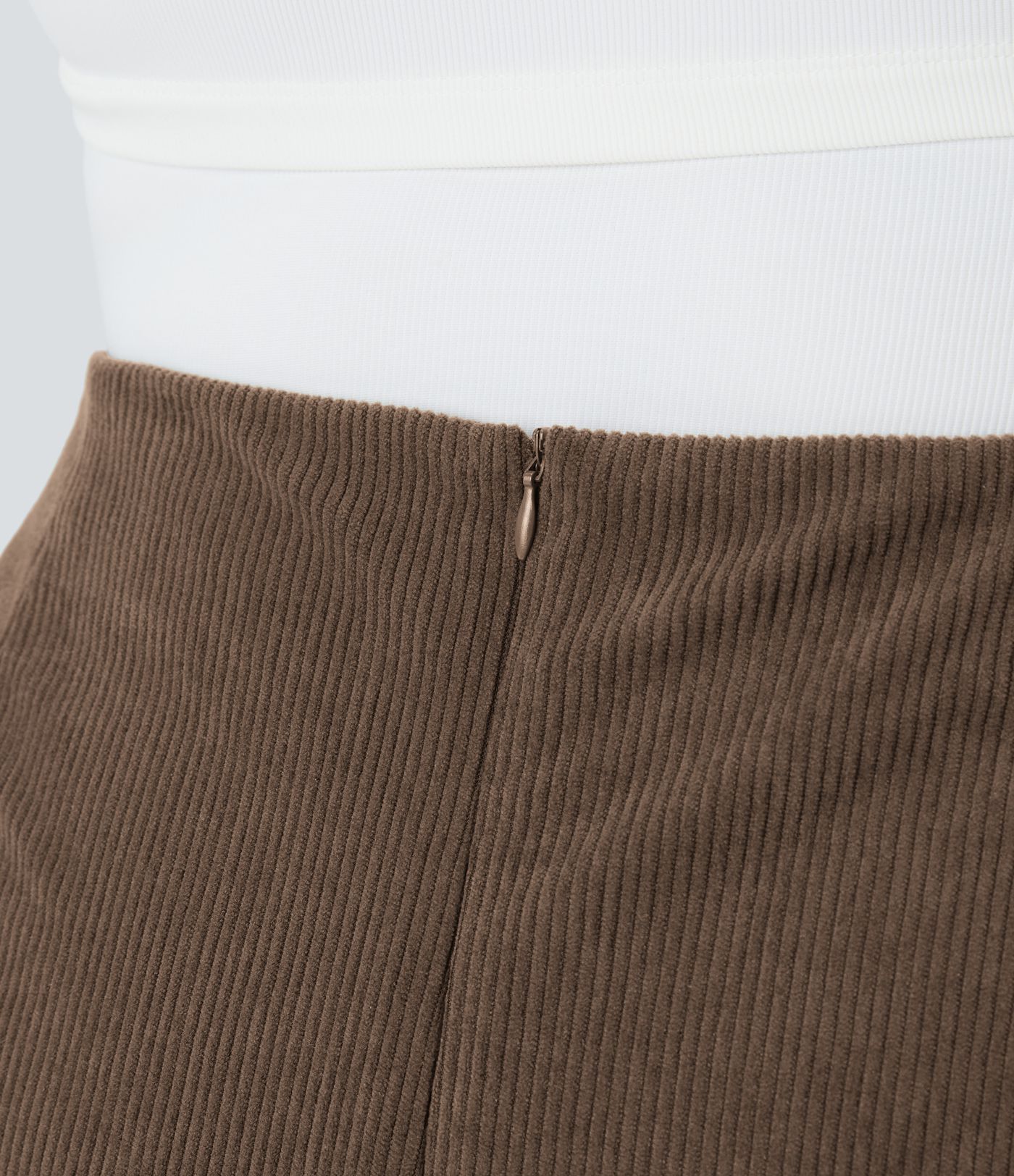 High Waisted 2-in-1 A Line Mini Corduroy Casual Plus Size Skirt