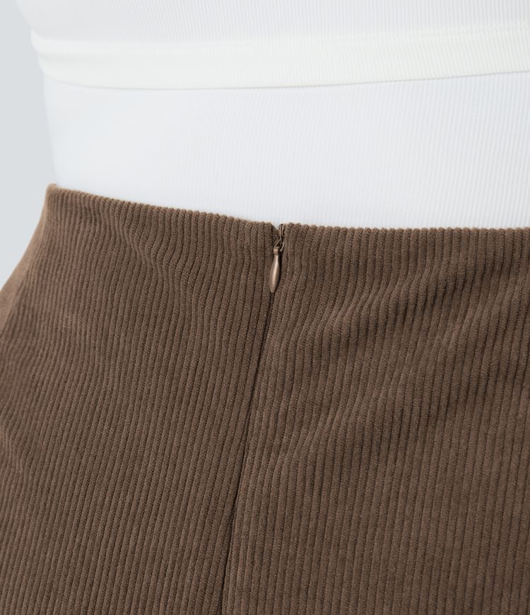 Falda mini pana talla plus 2 en 1 cremallera invisible tiro alto