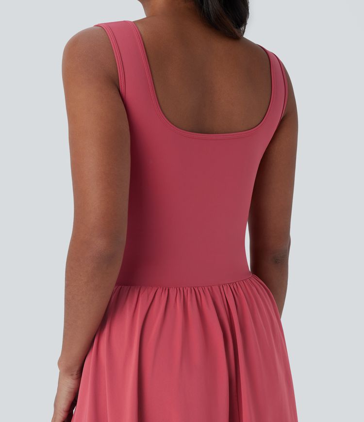 Breezeful™ Sleeveless Cut Out Quick Dry Maxi Casual Dress-Front and Back Wearable