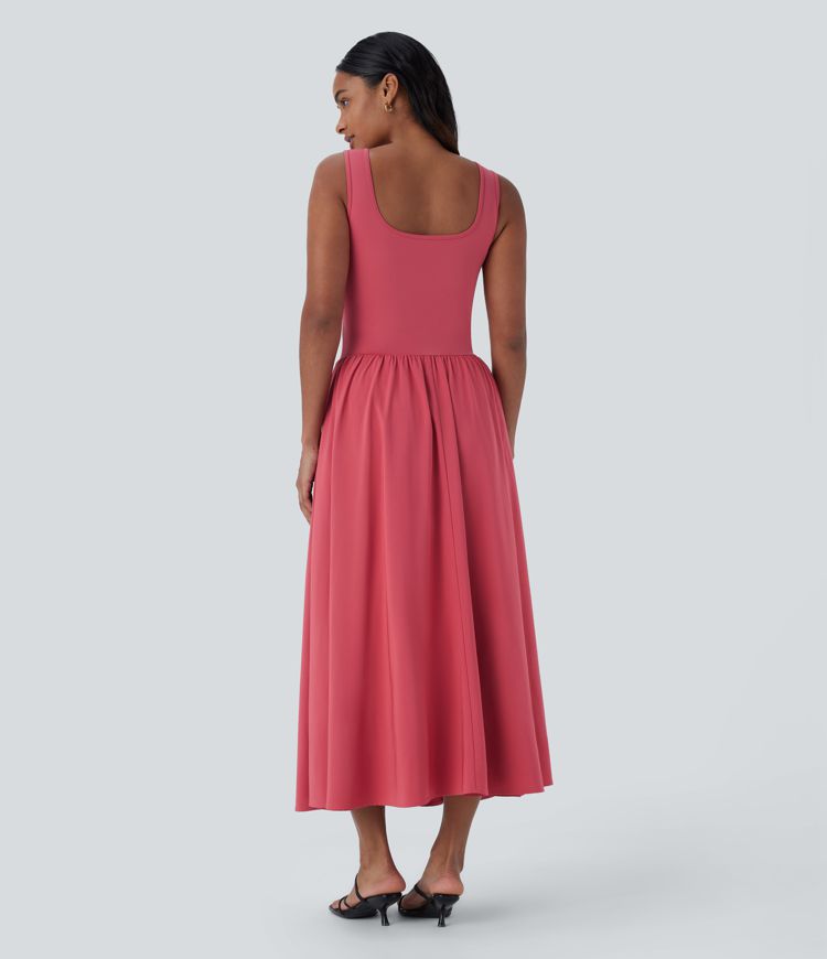 Breezeful™ Sleeveless Cut Out Quick Dry Maxi Casual Dress-Front and Back Wearable