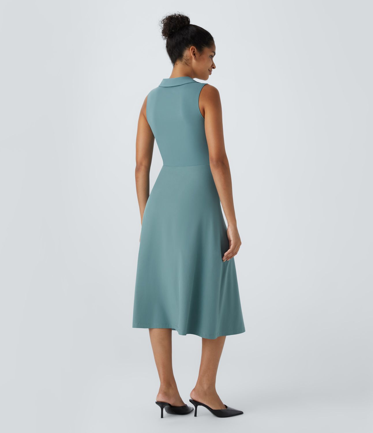 Breezeful™ Kara V-Neck Sleeveless Invisible Zipper Split Quick Dry Midi Workwear Dress