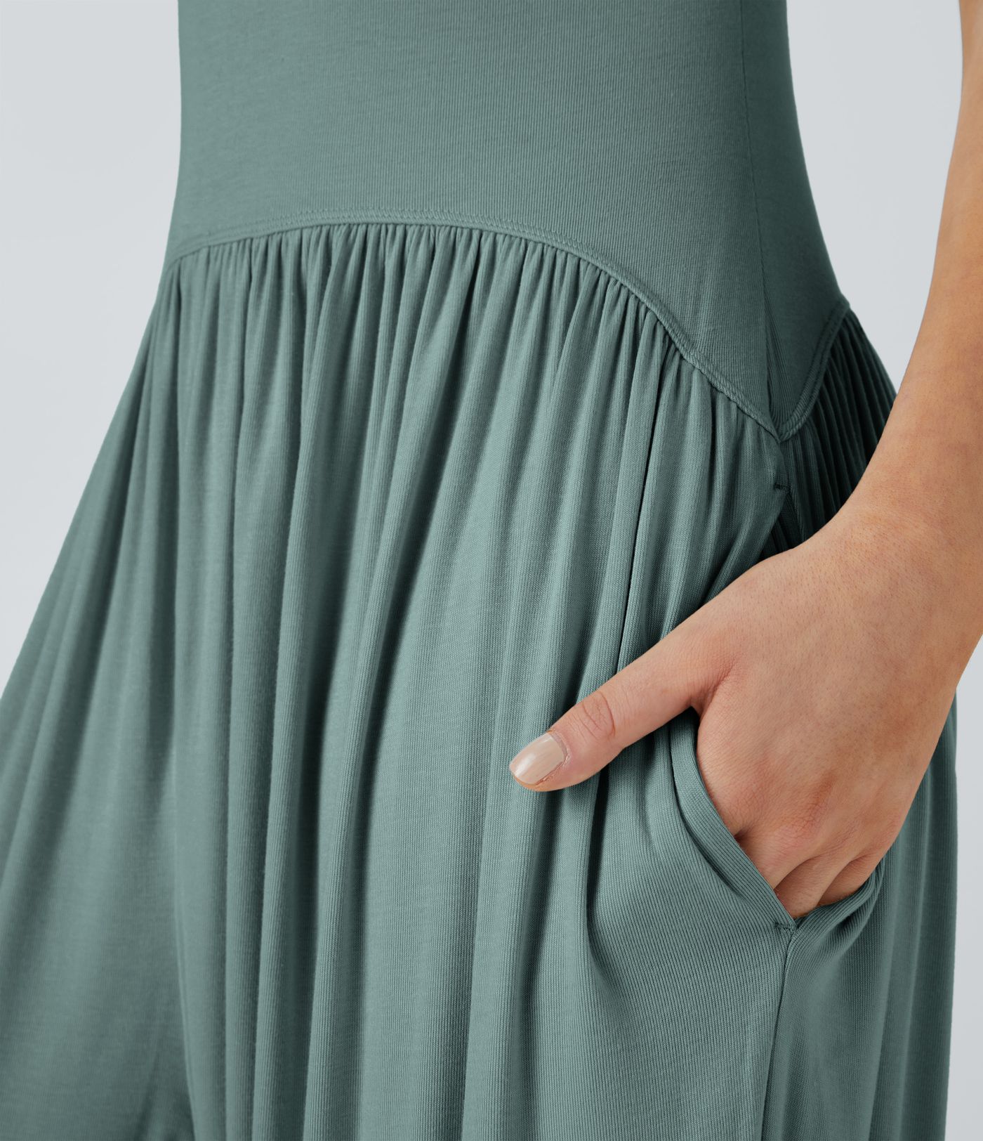 Ribbed Tube Backless Side Pocket Casual Jumpsuit