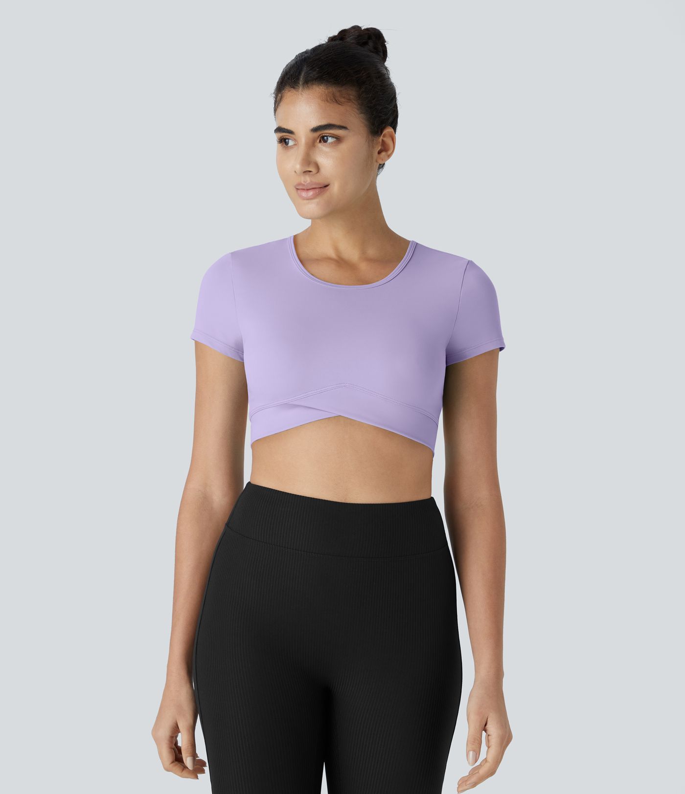 SoftlyZero™ Plush Crossover Hem Cropped Sports Top