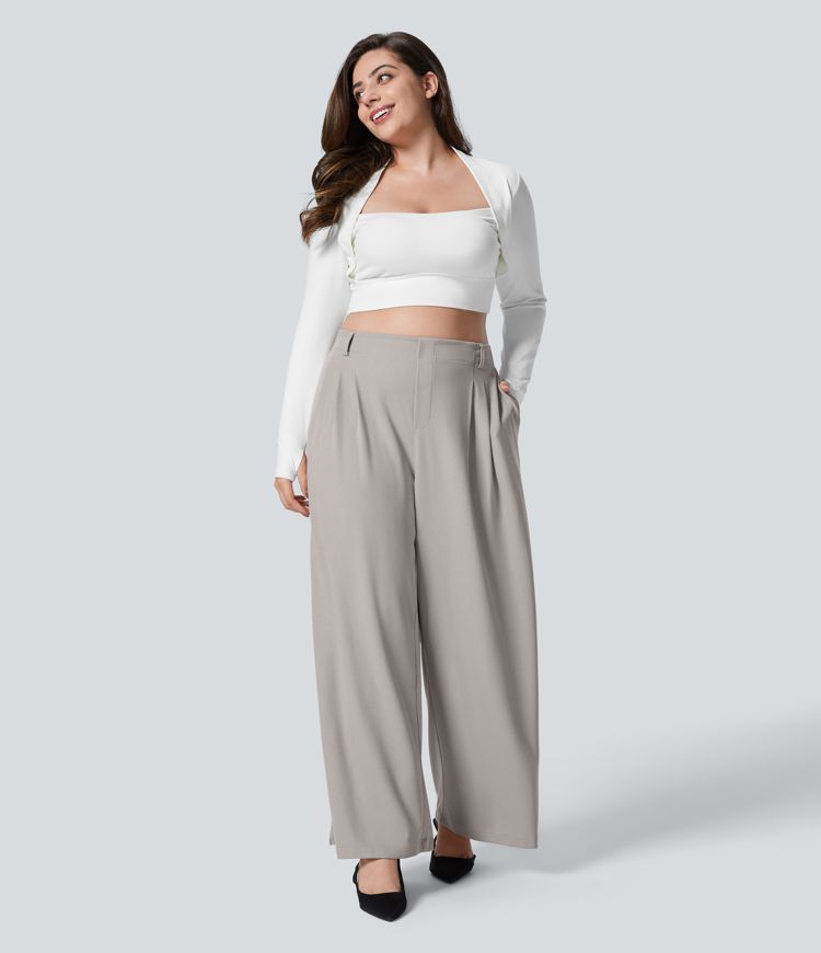 Halara Flex™ High Waisted Pocket Wide Leg Waffle Women Baggy Work Pants Plus Size