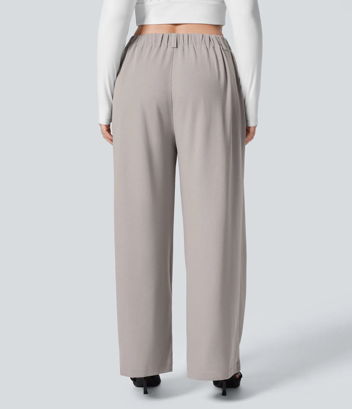 HalaraFlex™ High Waisted Plicated Side Pocket Wide Leg Waffle Work Plus Size Pants