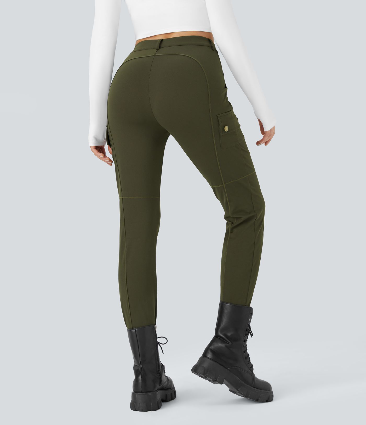 DayStretch High Waisted Zipper Pockets Solid Skinny Cargo Pants