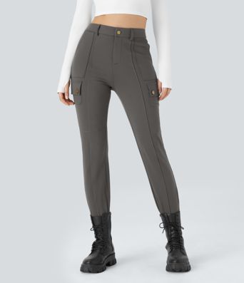 DayStretch High Waisted Zipper Pockets Solid Skinny Cargo Pants