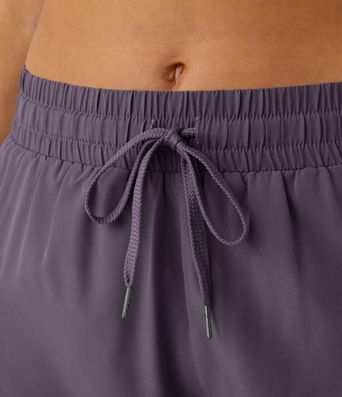 Mid Rise Drawstring Contrast Mesh 2-in-1 Flowy Running Shorts 3''