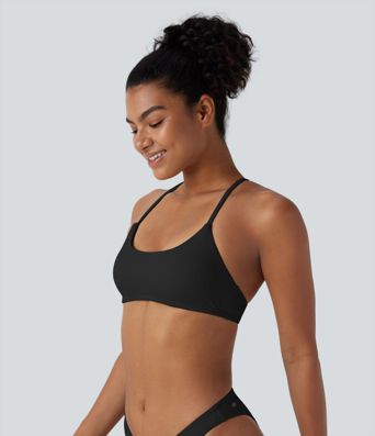 Traje baño bikini tirante ajustable sin espalda