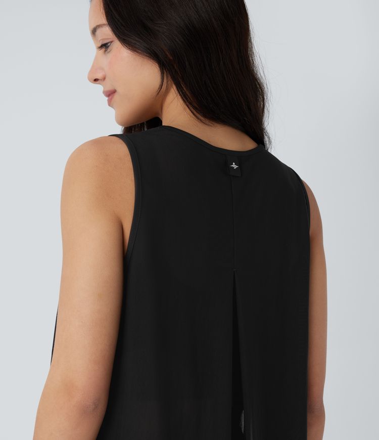 Sleeveless Pocket Mini 2-piece Set Mesh Yoga Active Dress-Easy Peezy