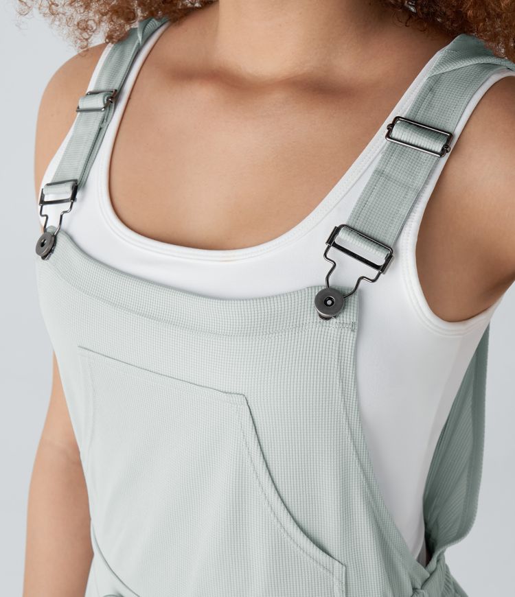 Overol gofre capucha correa ajustable cordón múltiple bolsillo