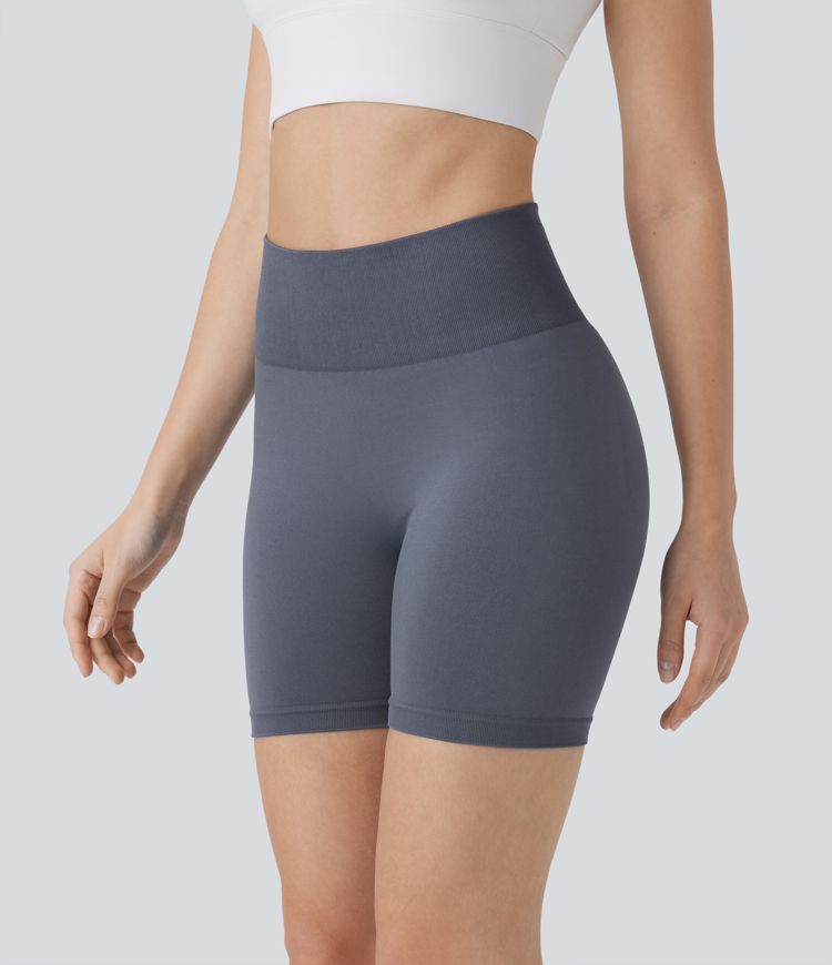 OneForm Seamless Flow High Waisted Scrunch Yoga Biker Shorts 5''