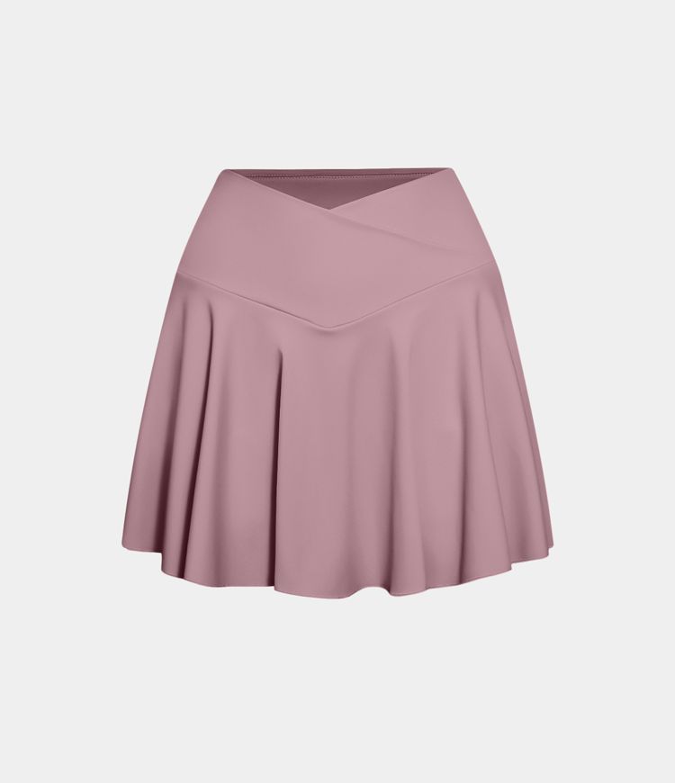 SoftlyZero™ Airy Comfy High Waisted Crossover 2-in-1 Pocket Flare Cool Touch Tennis Women Pleated Mini Skirt-UPF50+
